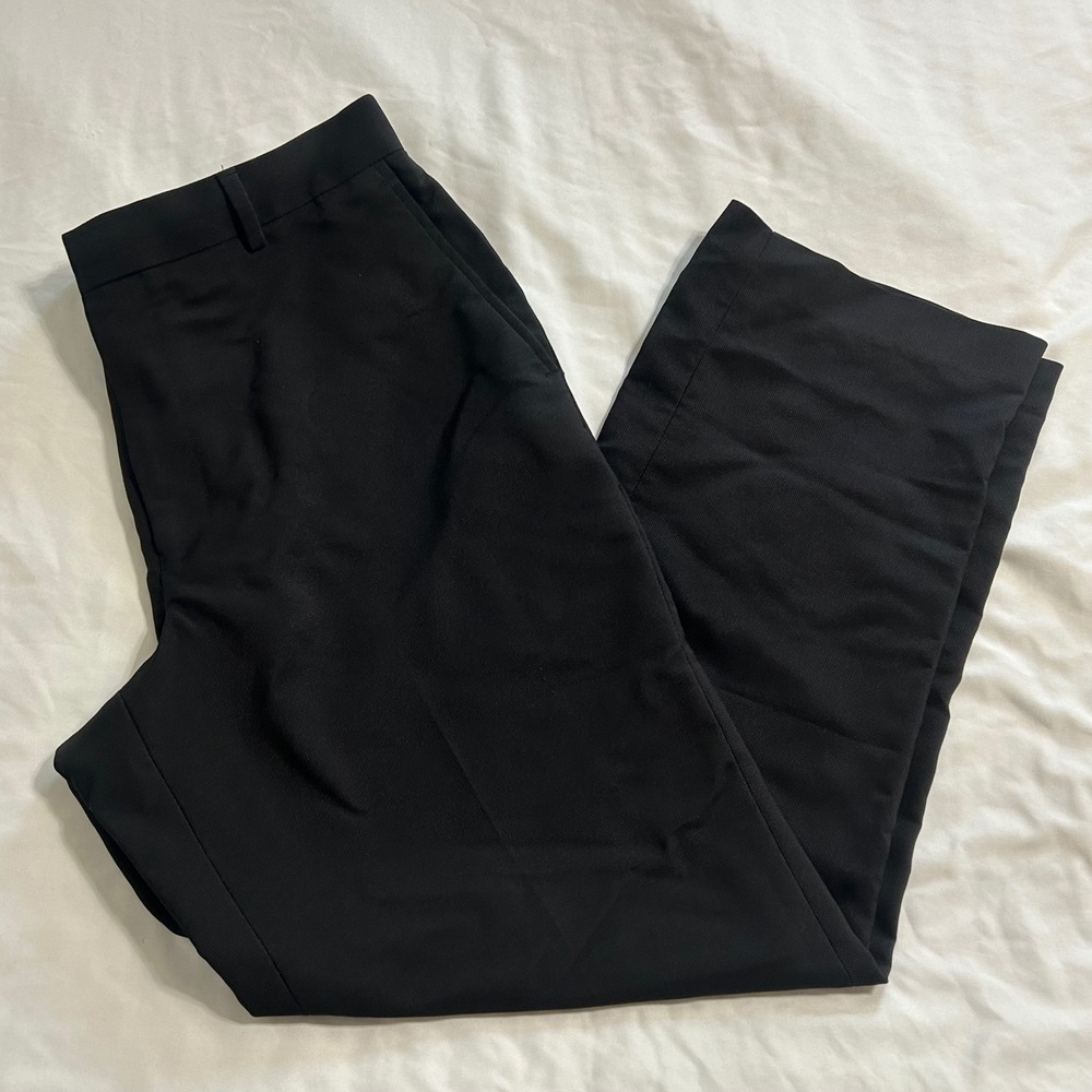 Louis Raphael Tailored Mens Black Textured Dress Pants Straight Leg 33x30